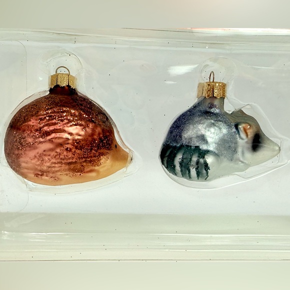 Martha Stewart Collection Mini Molded Woodland Creatures Glass Ornaments Set 4 - Picture 2 of 5